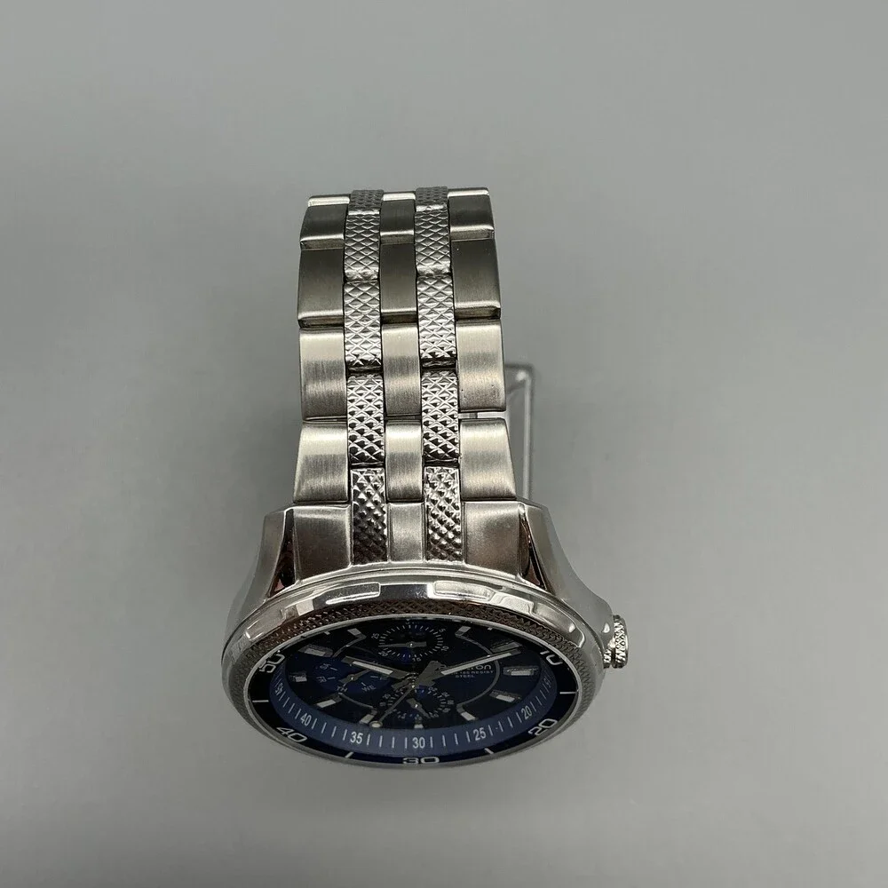 Armitron 20/4471ST Mens Watch 42mm Blue Silver Tone Bracelet New Battery 7.5